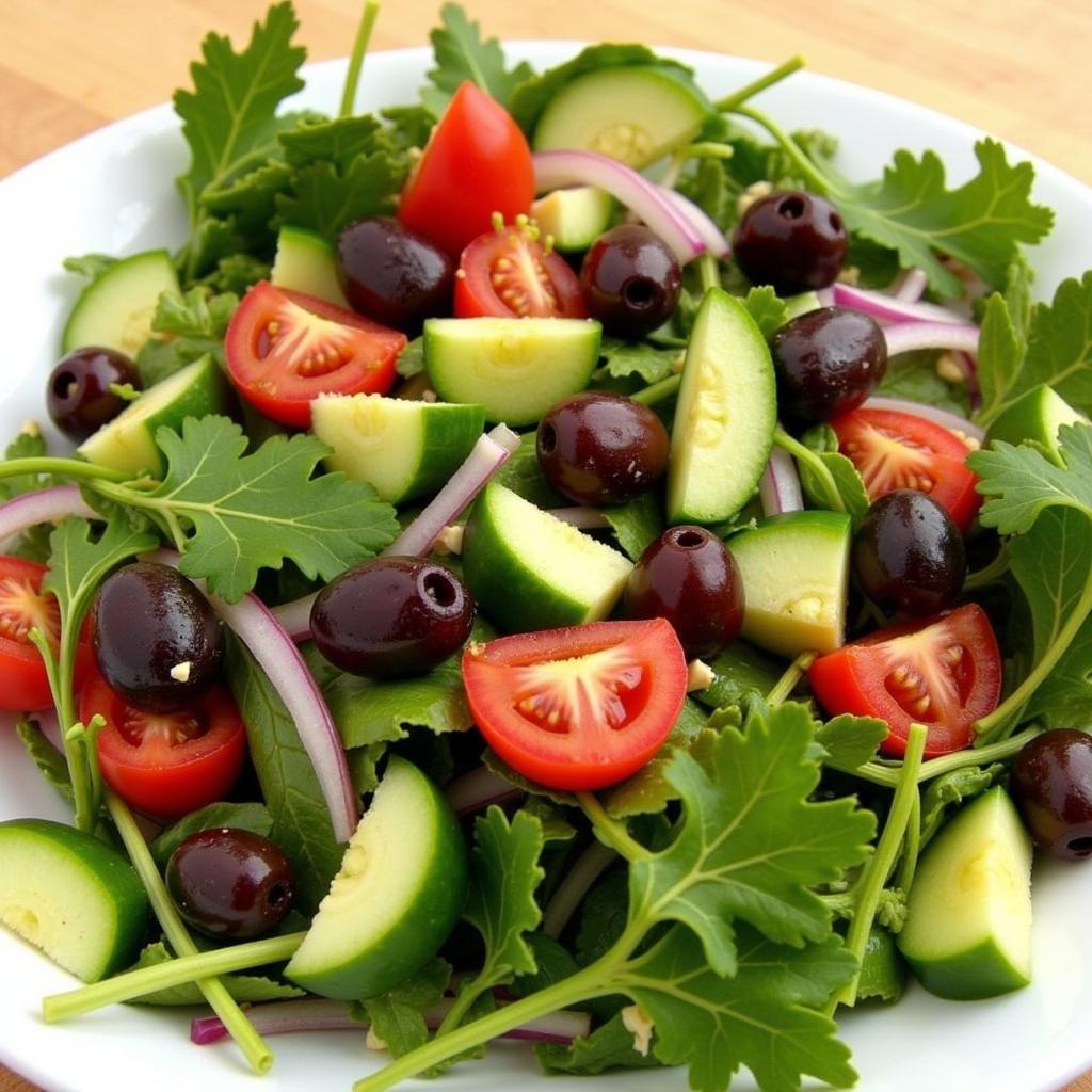 Greek Lent Salad with Olives and Vegetables