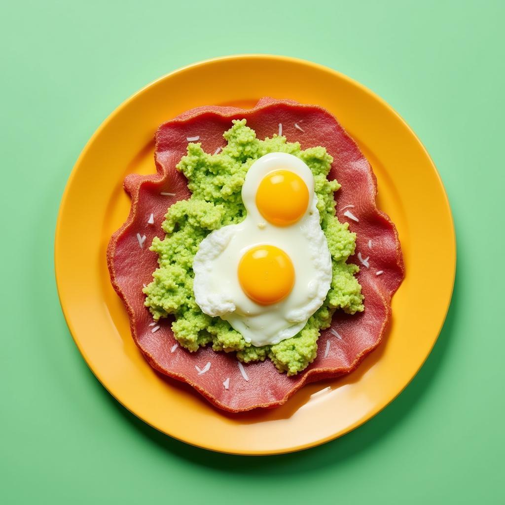 Green Eggs and Ham on a Plate