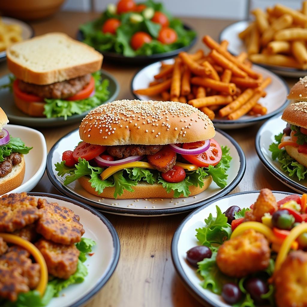 Close-up of Green Horn food truck's signature dishes, showcasing fresh ingredients and vibrant colors