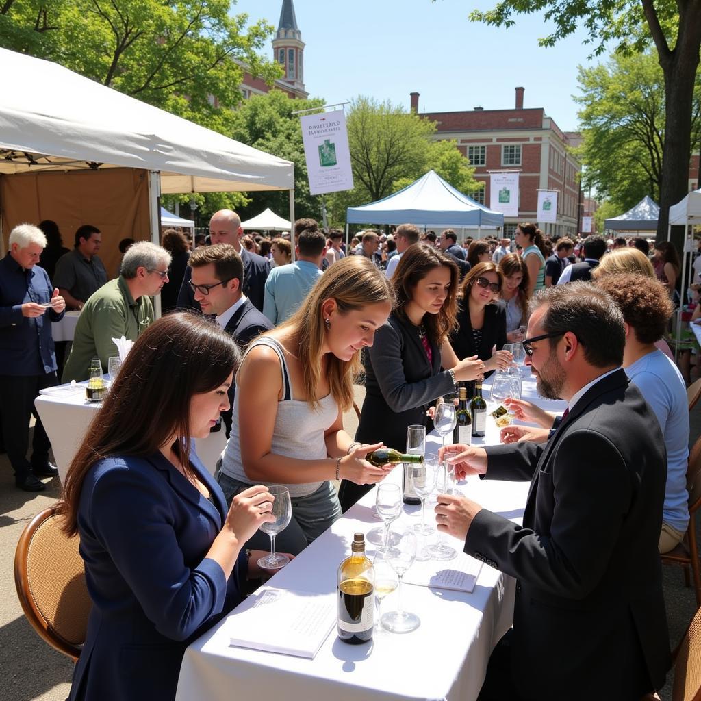 Guests enjoying wine tasting at the Greenwich Food and Wine Festival