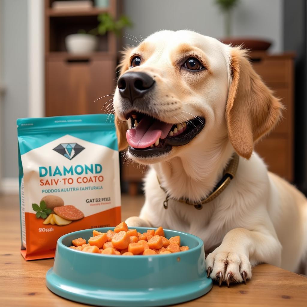 Happy Dog Eating Diamond Naturals