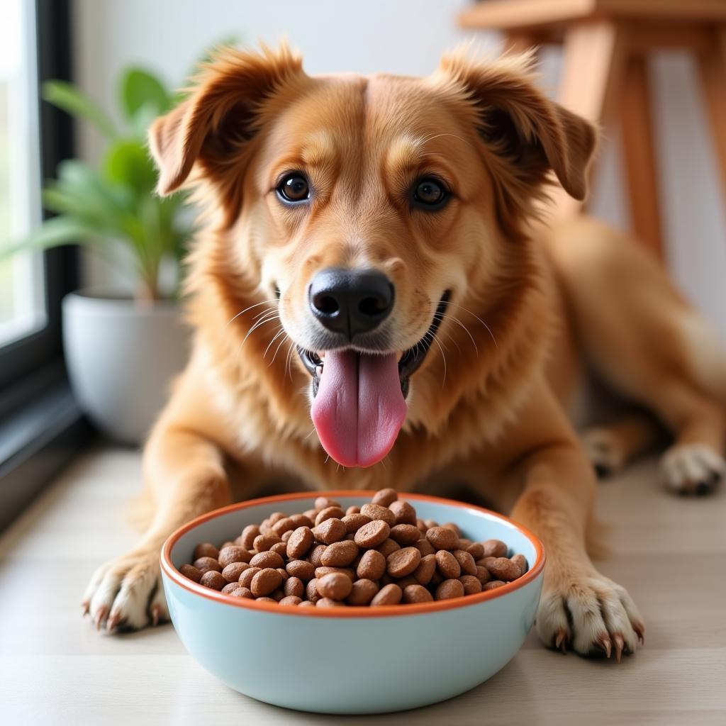 Happy Dog Eating Macanna