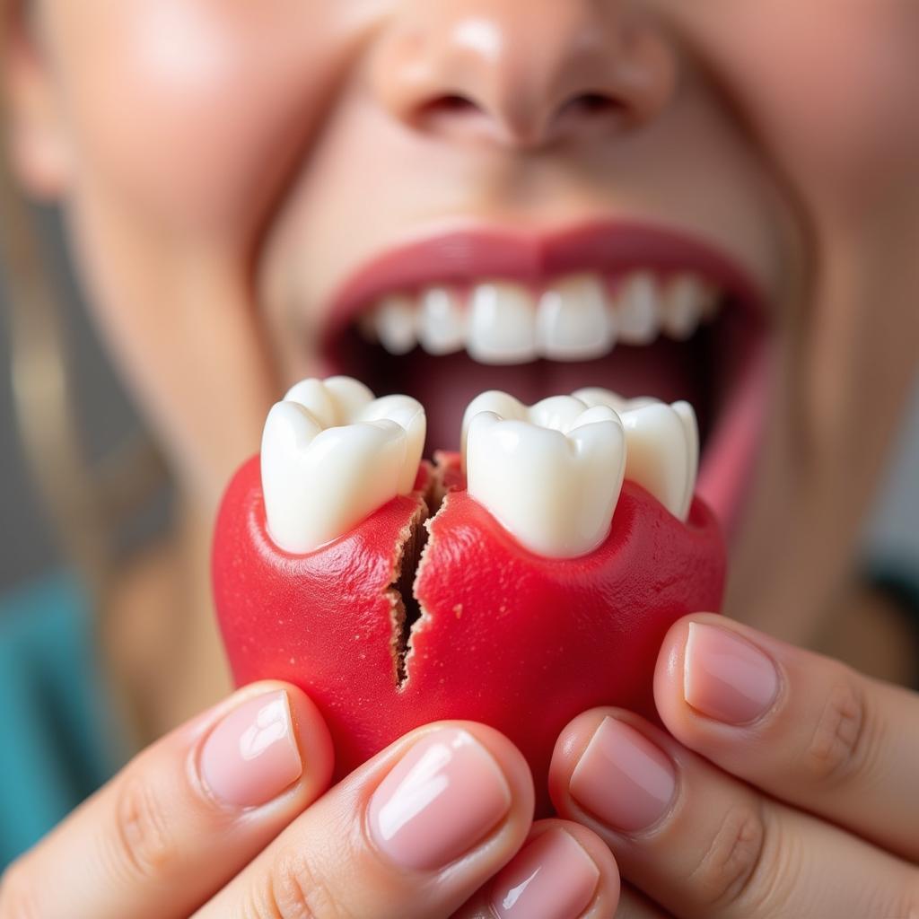 Hard Candy Cracking a Dental Crown