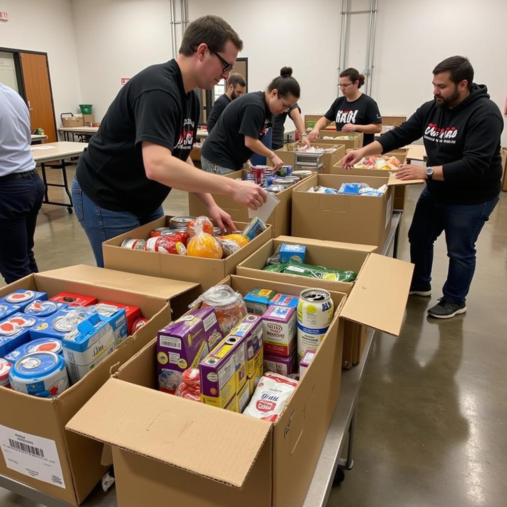 Volunteers Sorting Donations at Harvey Food Pantry