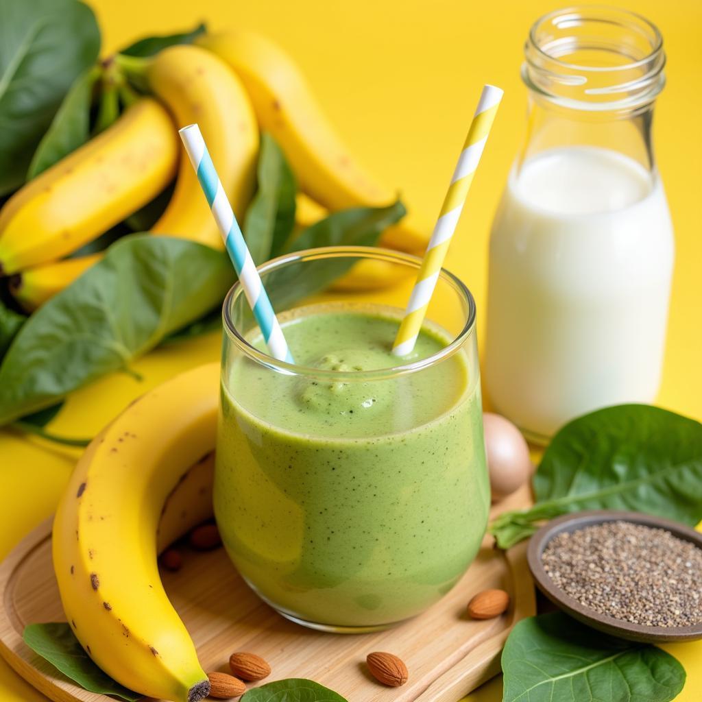 Healthy Banana Flavored Smoothie with Fresh Ingredients