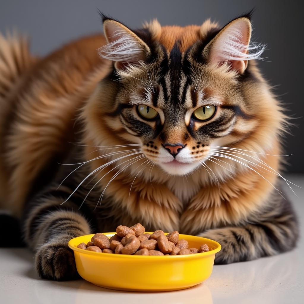 A healthy cat with shiny fur after transitioning to a limited ingredient duck cat food diet.