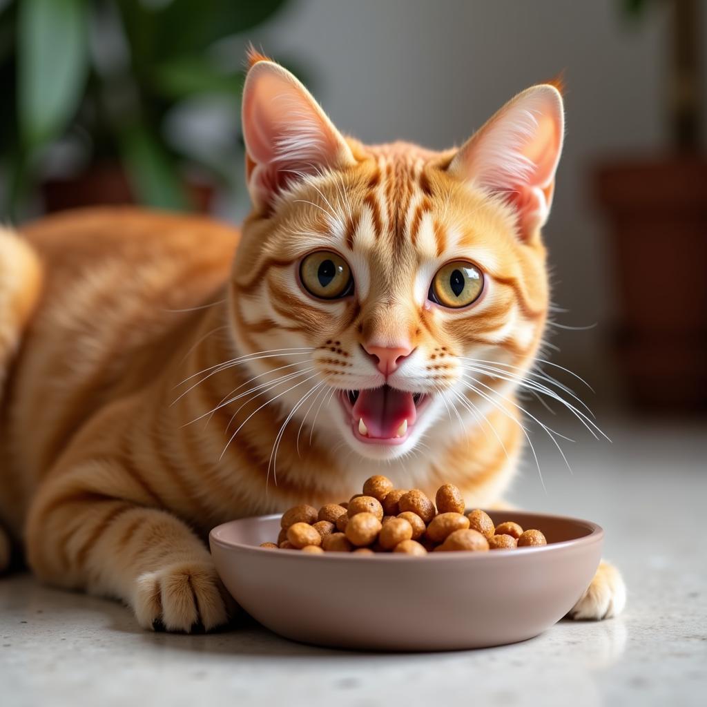 A Healthy Cat Enjoying Italian Food