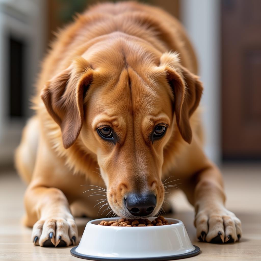 Healthy Dog Eating Meal-Free Food