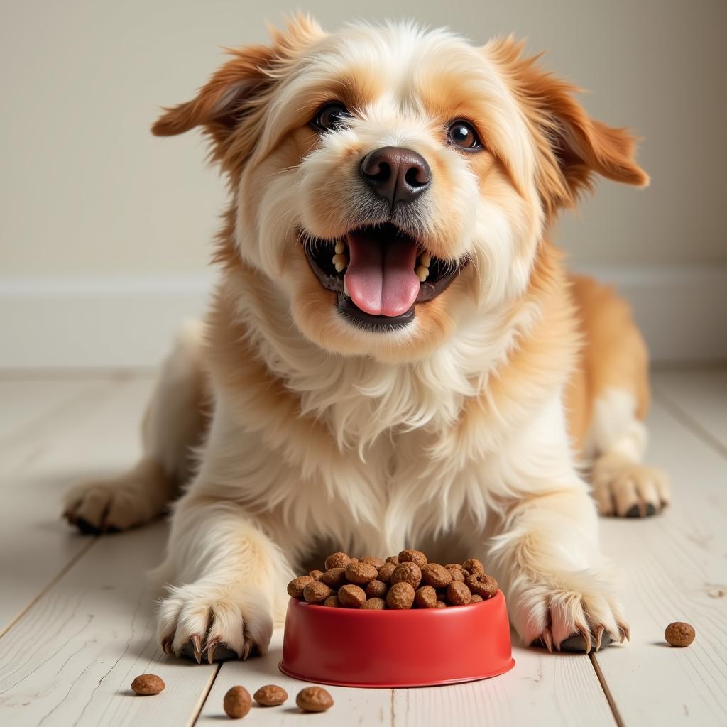 Healthy Dog Eating Premium Food