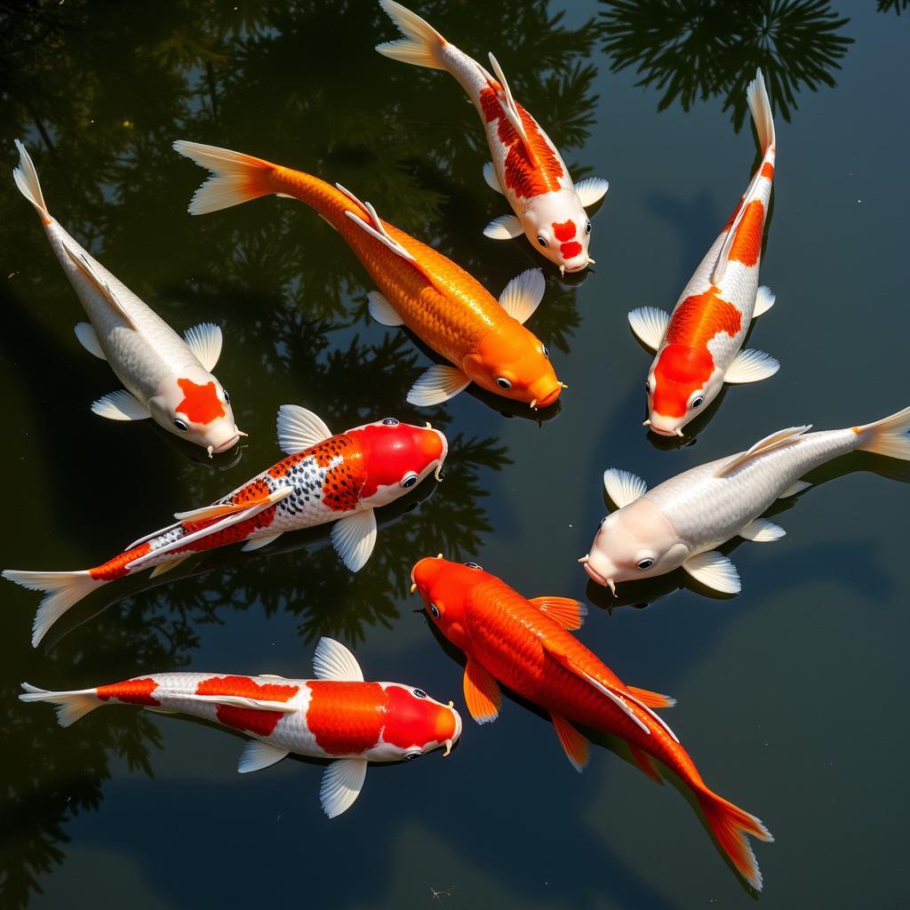 Healthy Koi Fish in a Pond