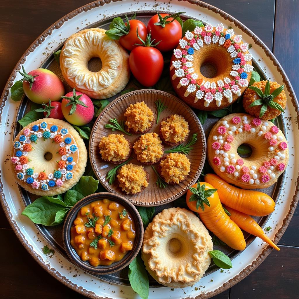 A platter of assorted henna-inspired foods