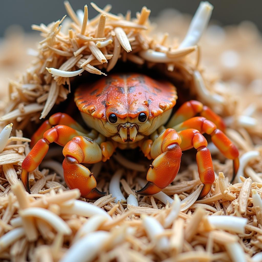 Hermit Crab Burrowing in Coconut Fiber Substrate