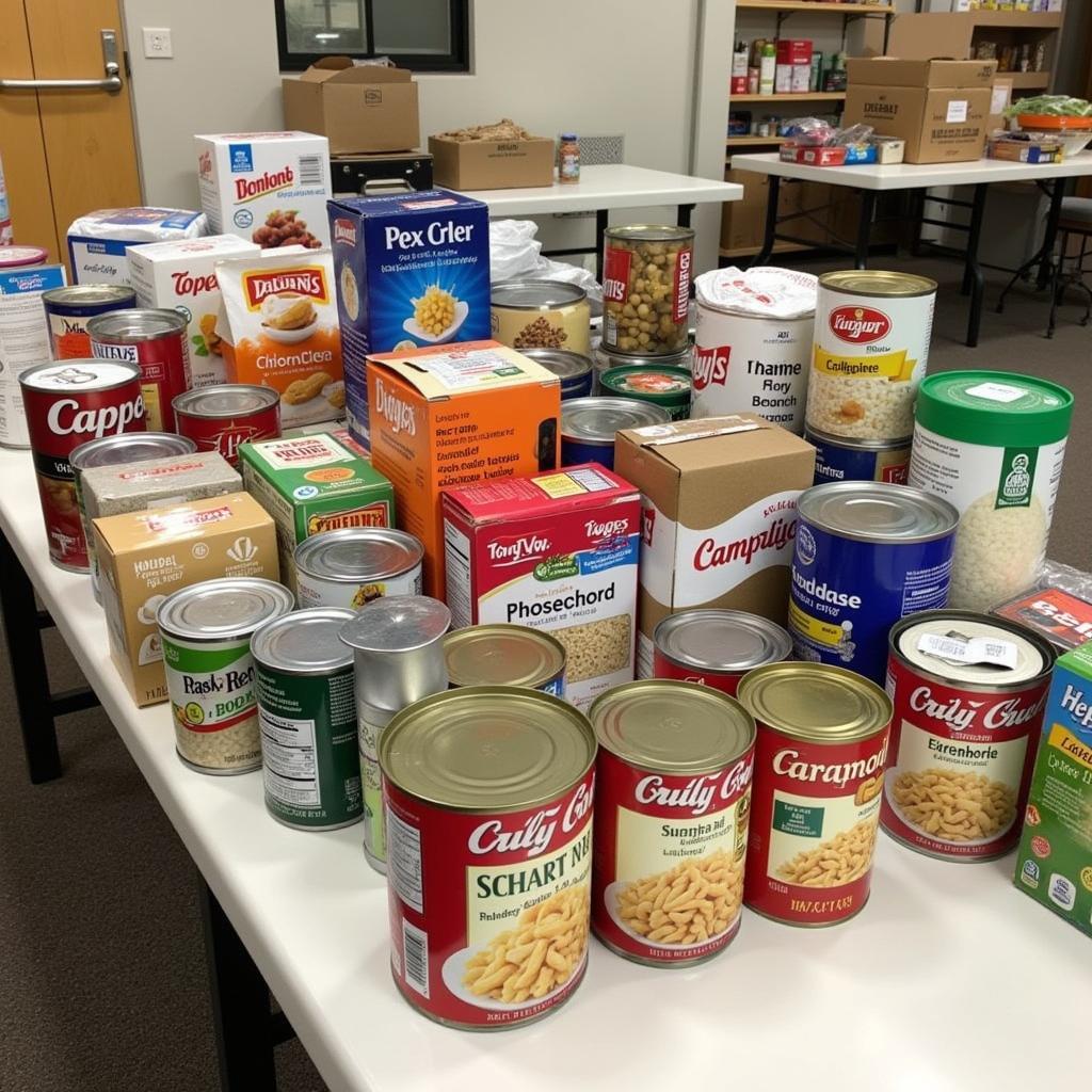 Donated Food Items at the Holy Rosary Food Pantry