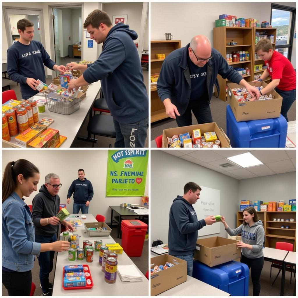 Community members donating food to the Holy Spirit food pantry