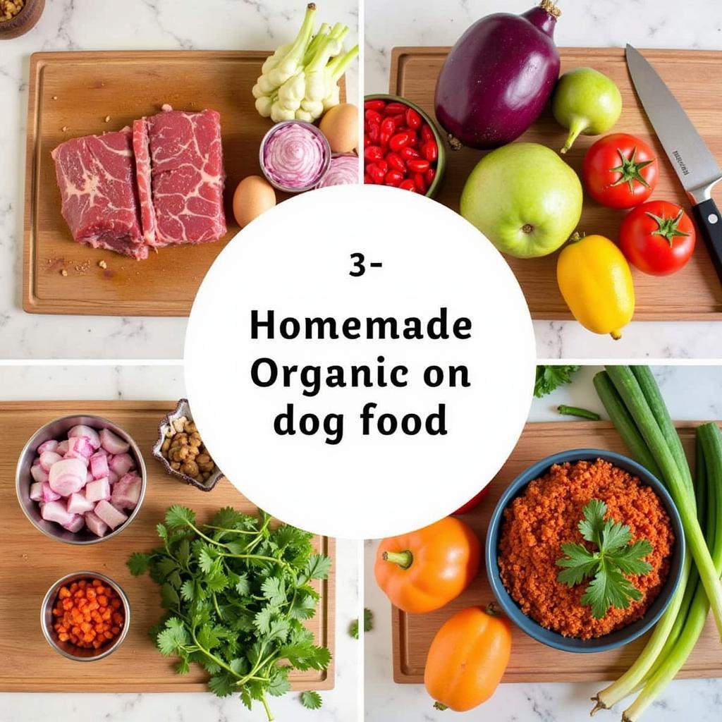 Preparing Homemade Organic Dog Food: Fresh Ingredients on a Cutting Board