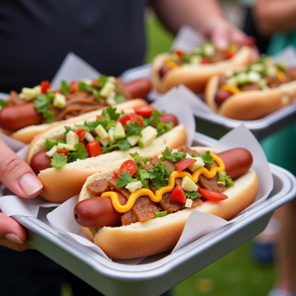 Hot Dog To Go Trays in Use