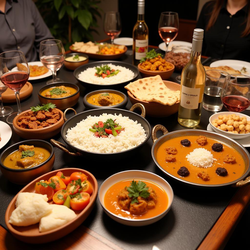 Variety of Wine with Indian Food