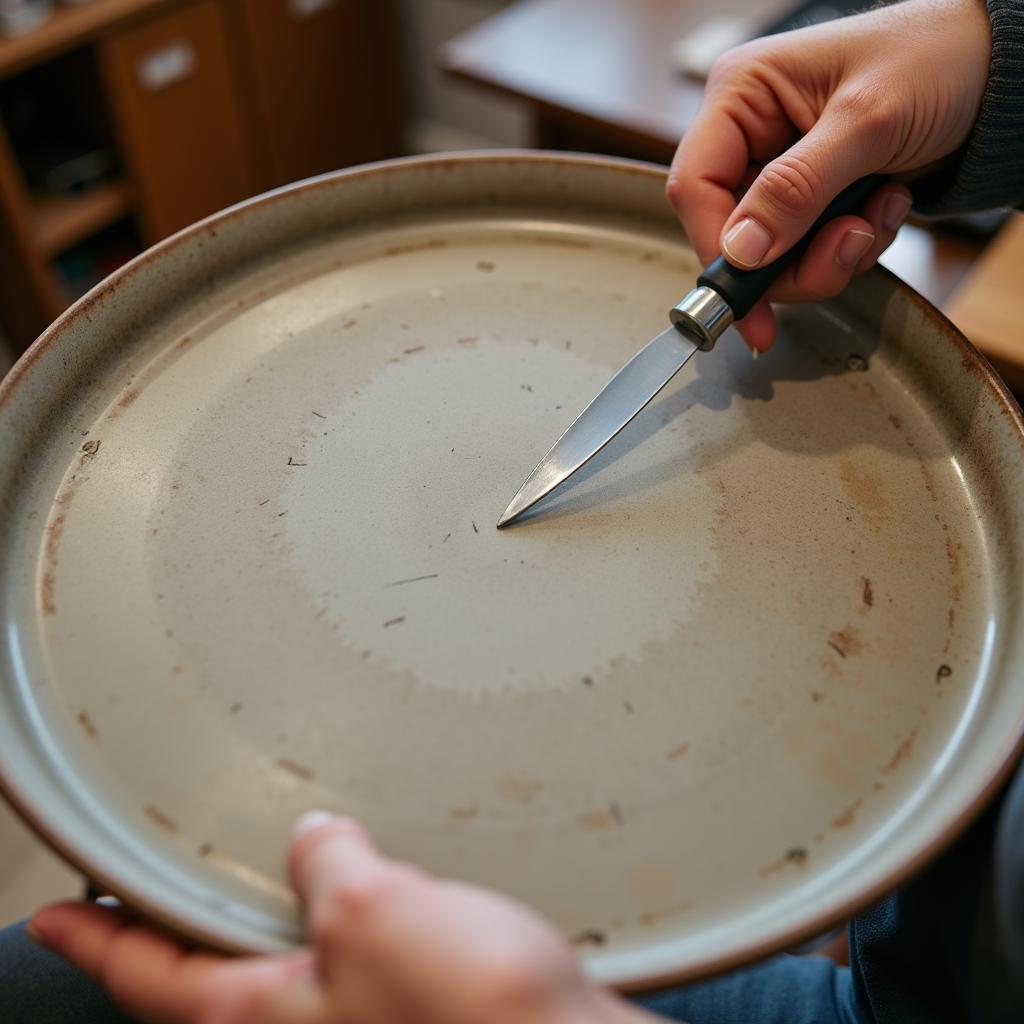 Inspecting a Vintage Food Tray for Quality