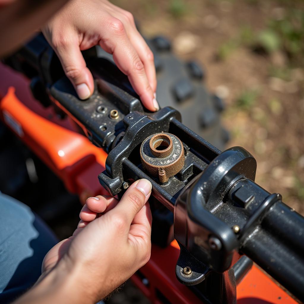 Inspecting a Used ATV Food Plot Seeder