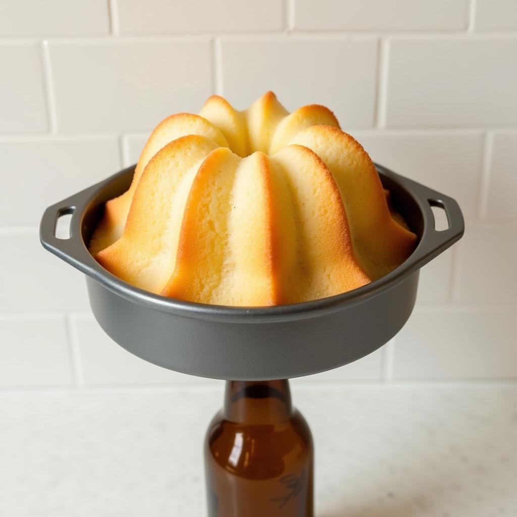 Inverting an angel food cake pan