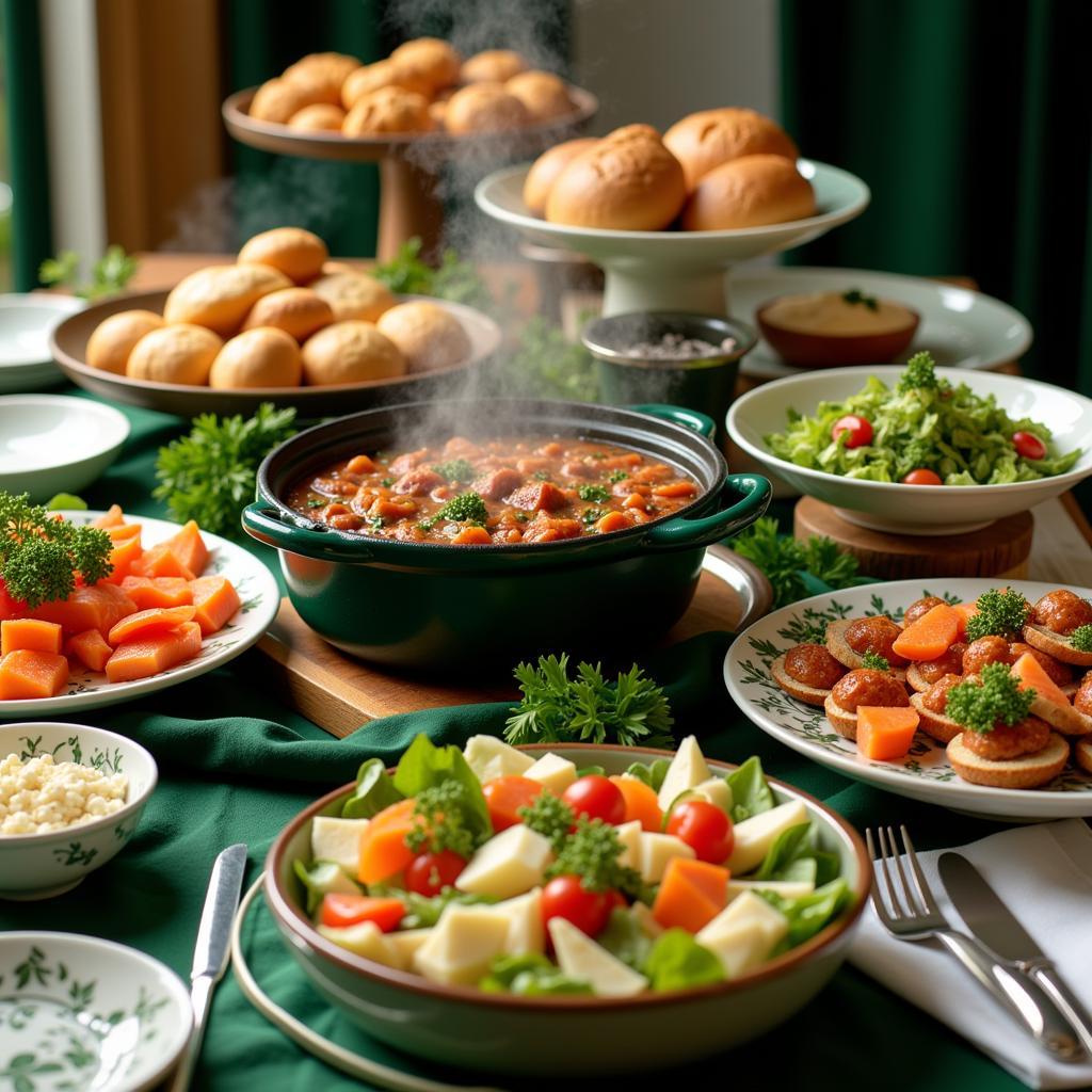 A Vibrant Buffet Spread Showcasing Traditional and Modern Irish Dishes