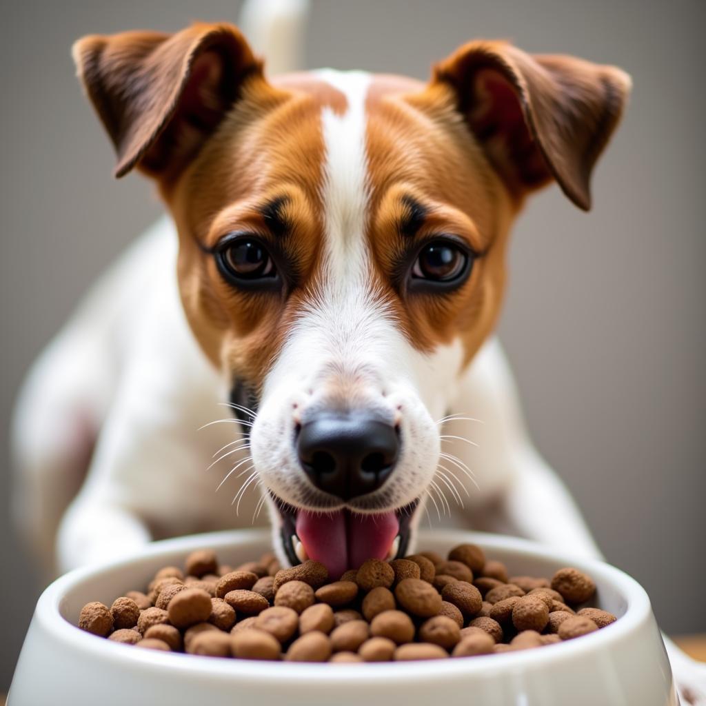 Jack Russell Terrier Enjoying Kibble