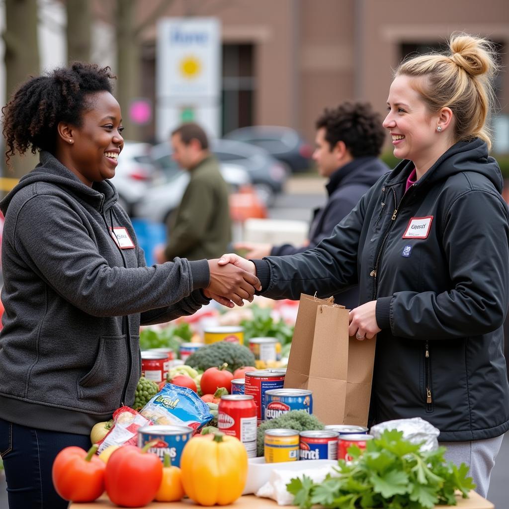 Volunteers distributing food at a Jackson food pantry