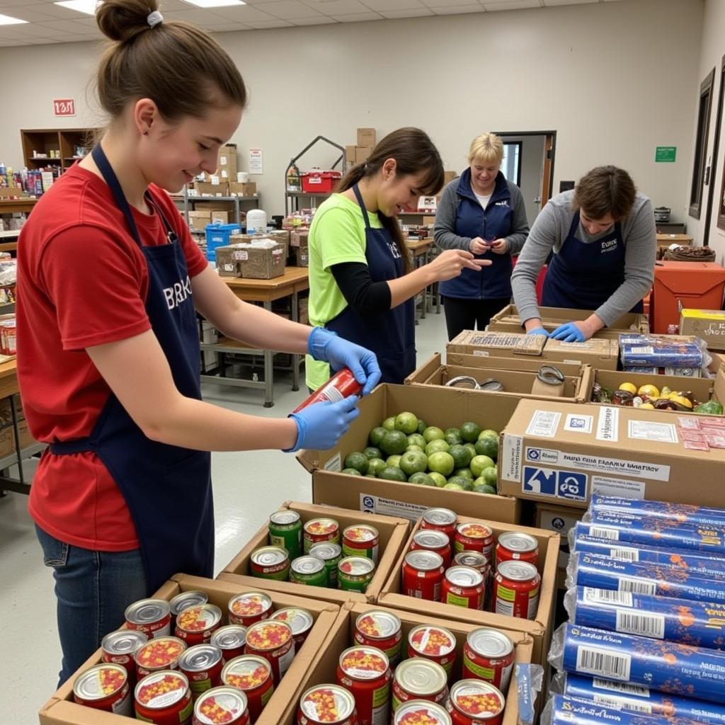 Volunteers sorting food donations at Kearns Food Pantry