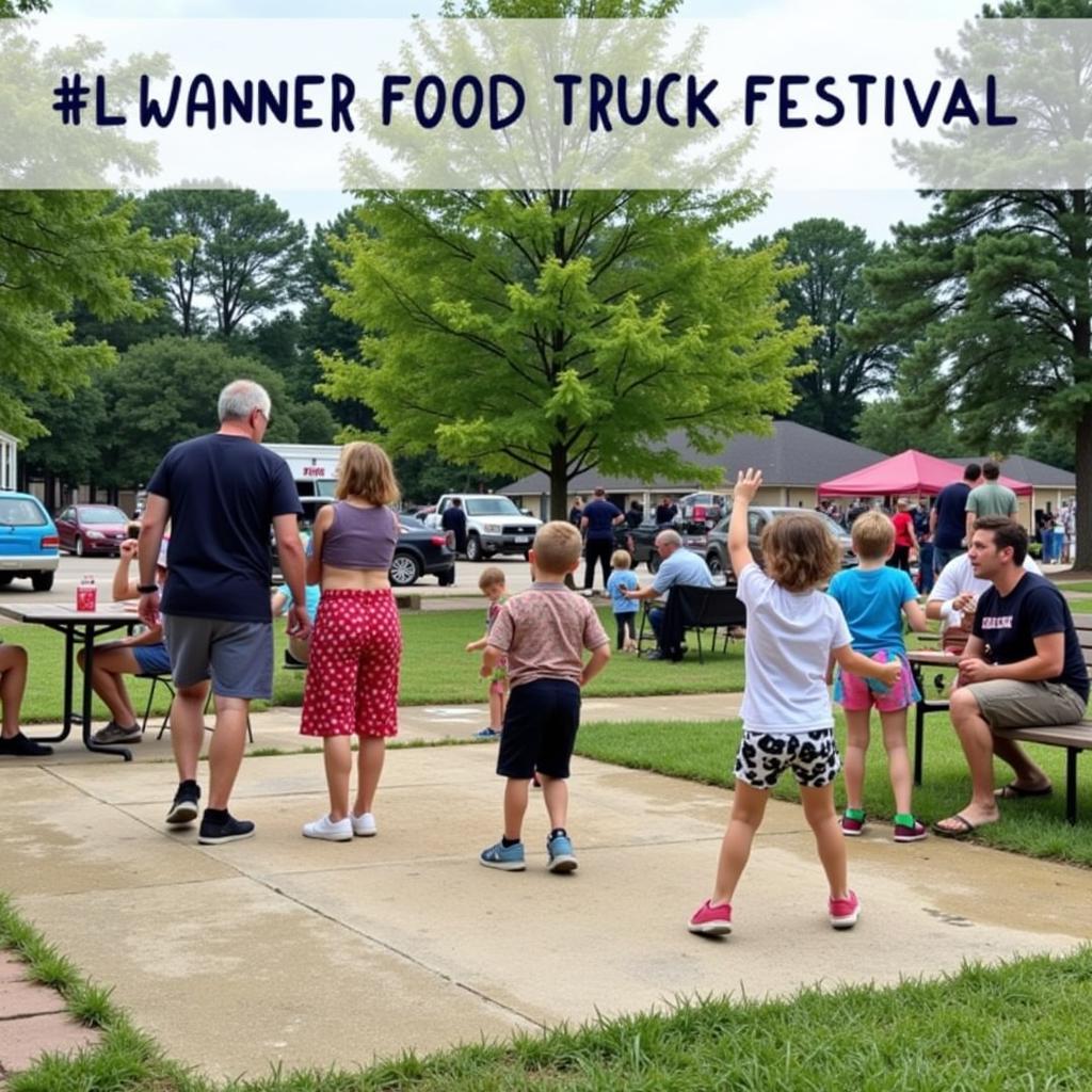 Families enjoying the Kenner Food Truck Festival