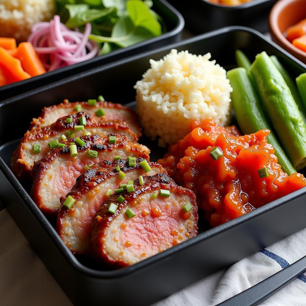 Keto-friendly Bento Box with Korean BBQ