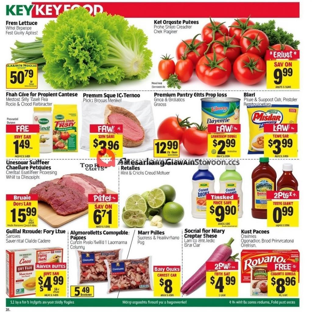 Key Food Weekly Specials Ad Showing Discounted Produce, Meats, and Pantry Staples