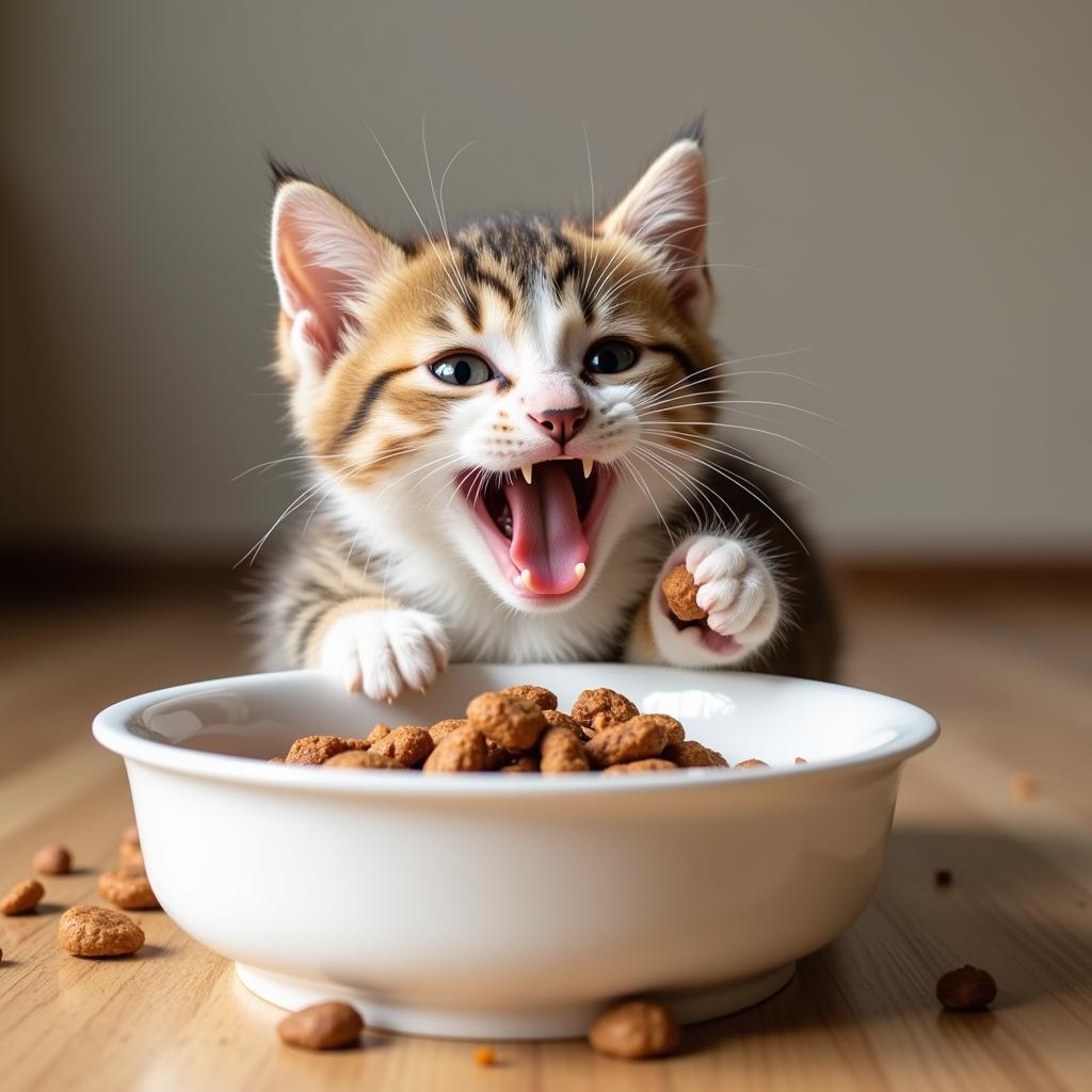 Kitten Eating Diamond Natural Food