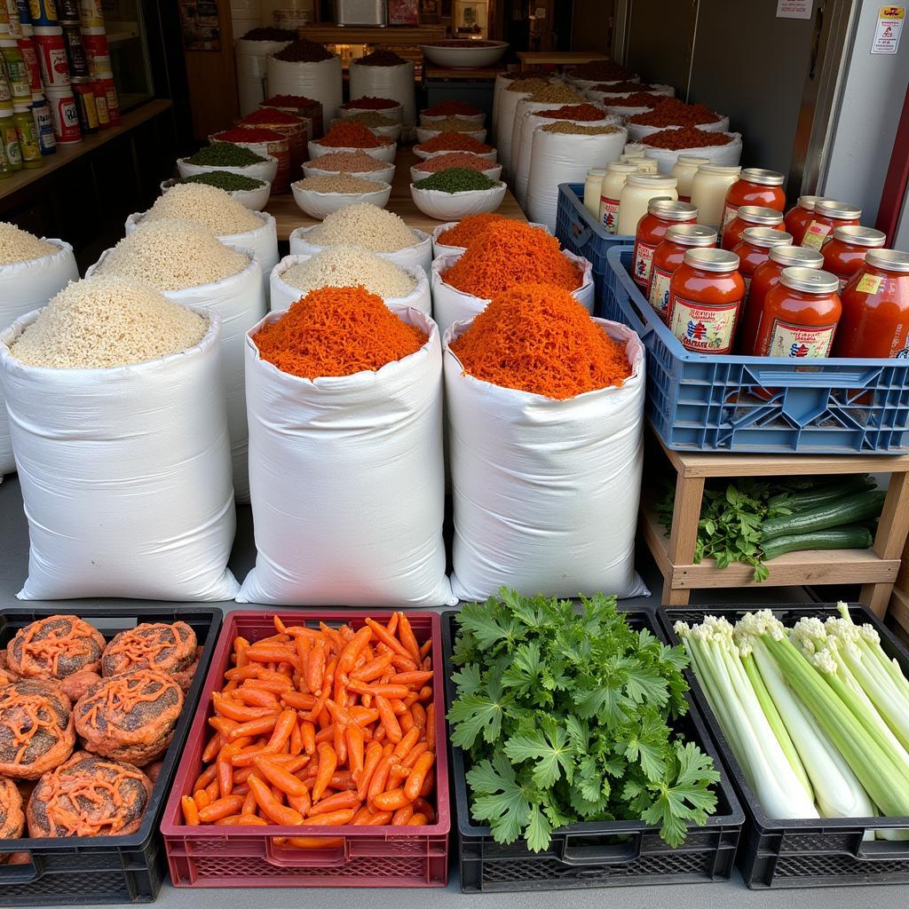 Various Korean ingredients displayed in bulk quantities.