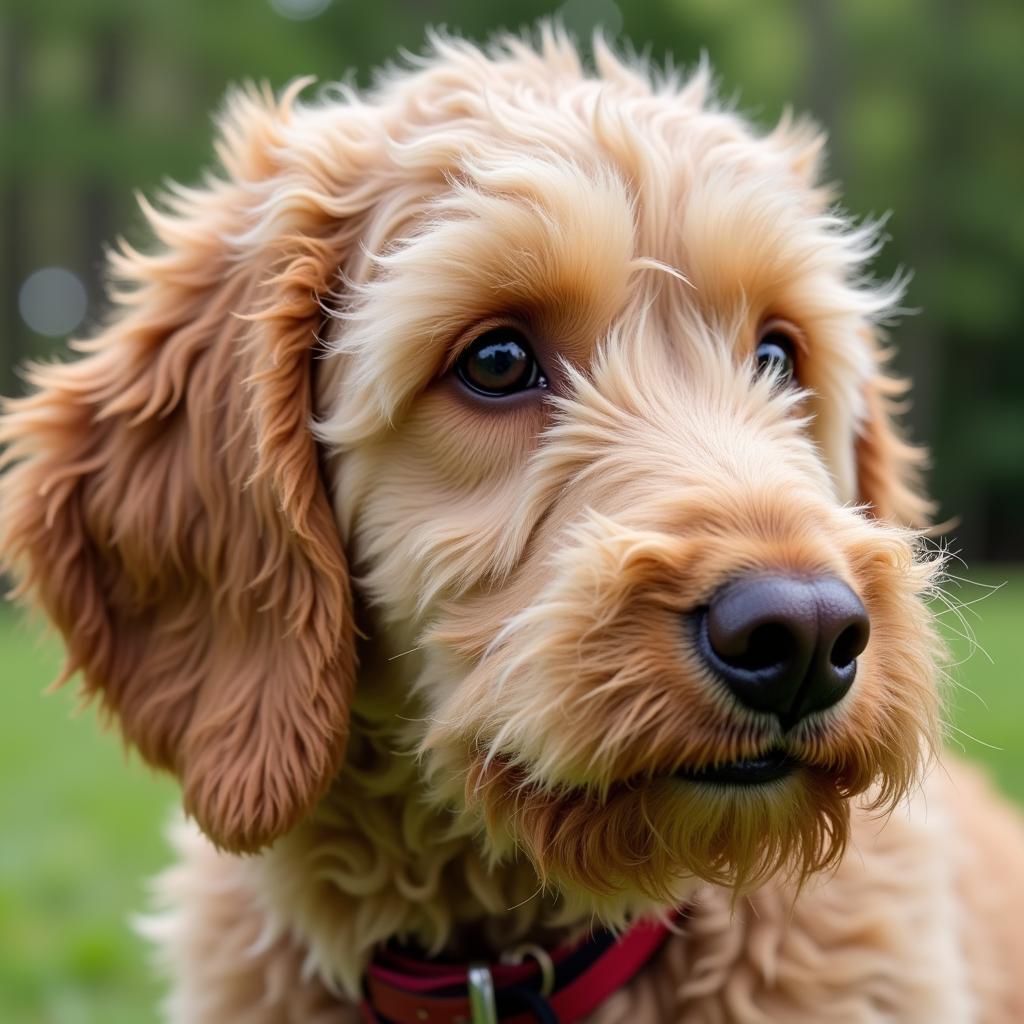 A Labradoodle showcasing a healthy, shiny coat