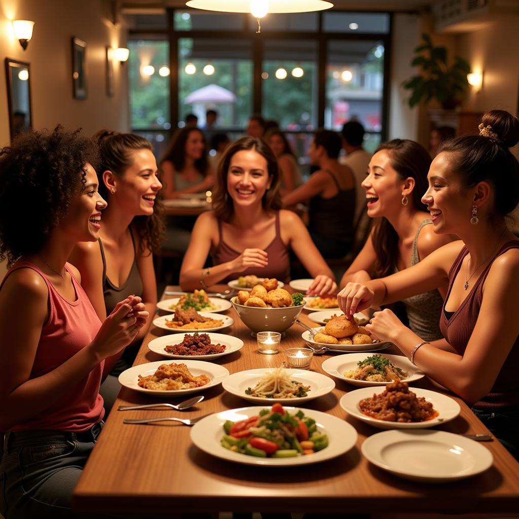 Lambada Dancers Enjoying Brazilian Cuisine