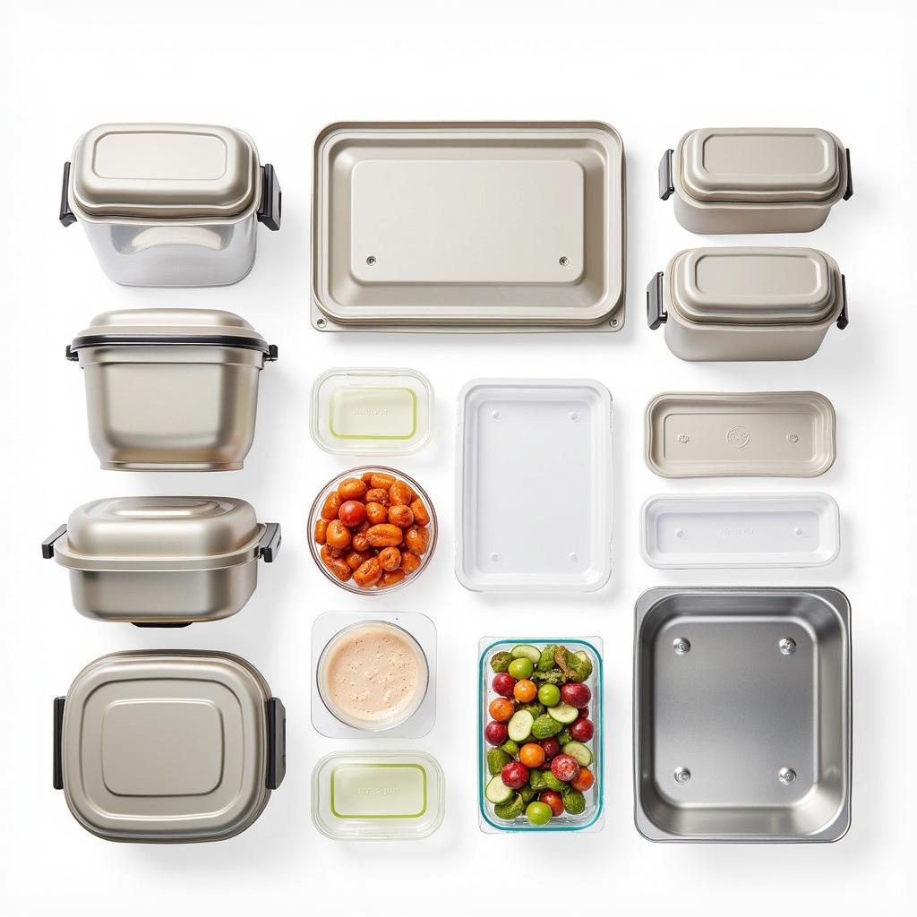 A variety of large food containers showcasing different shapes, sizes, and materials.