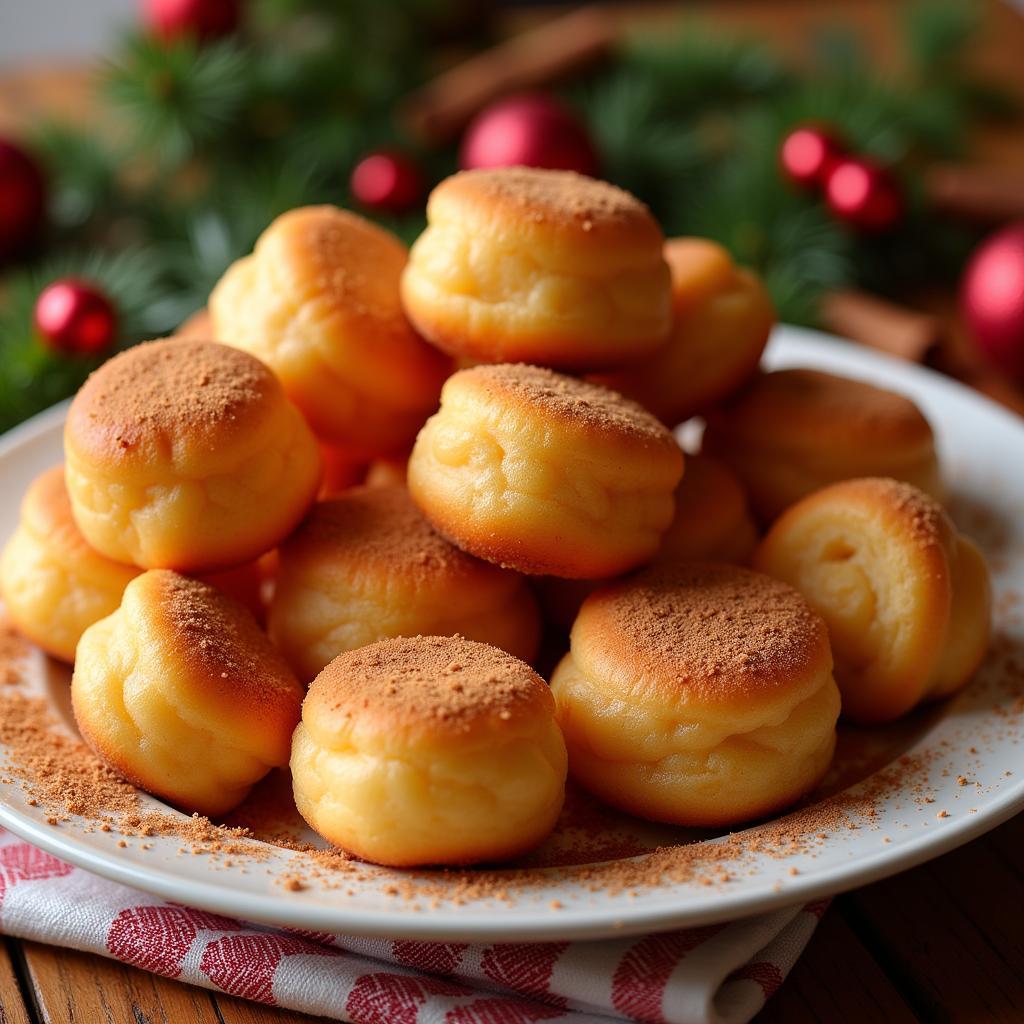 Crispy bunuelos dusted with cinnamon and sugar