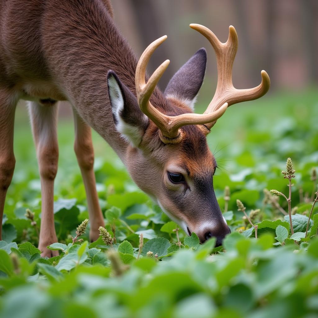 Deer Foraging in a Late Season Food Plot