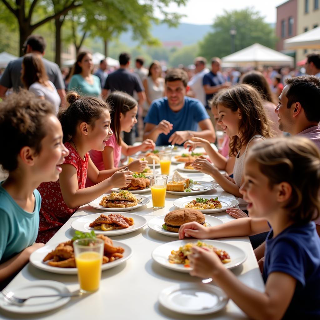 Families Enjoying Food at the Festival