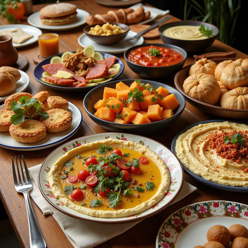 A colorful spread of various Lebanese dishes at the San Antonio Lebanese Food Festival