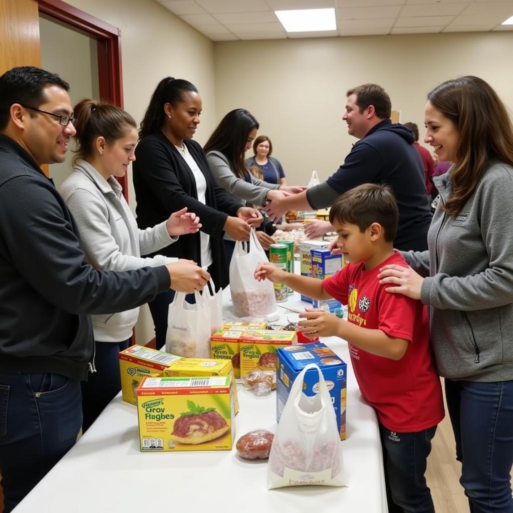 Families receiving food assistance at a legacy church food pantry