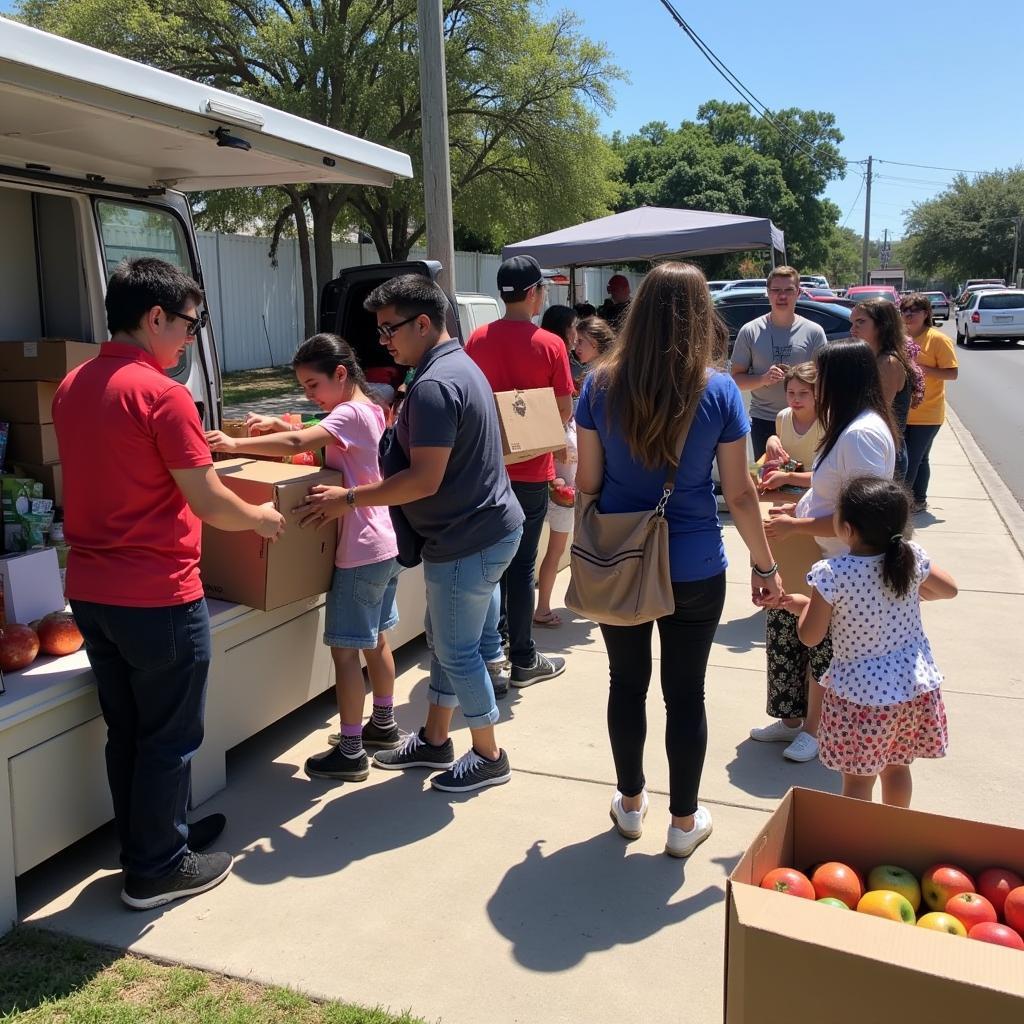 Families receiving food at a Lehigh Acres food bank