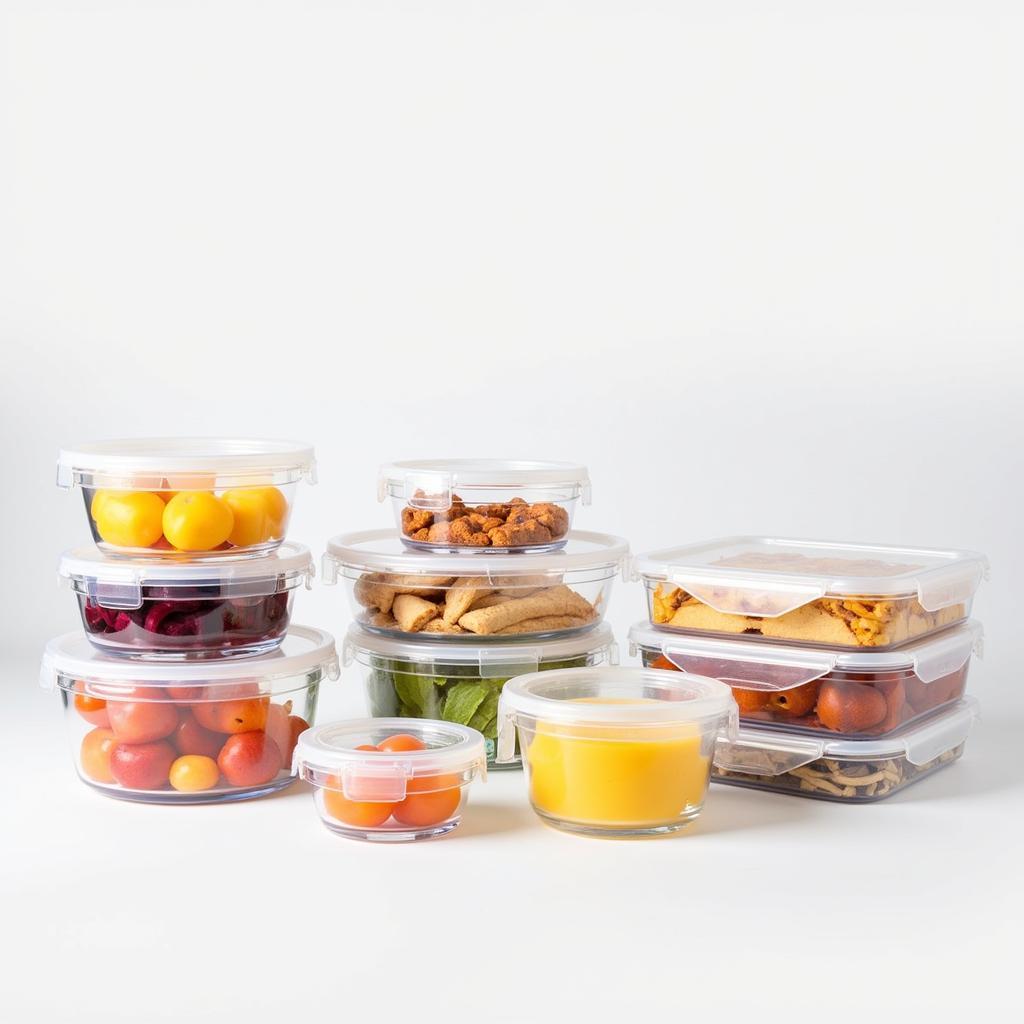 Various sizes and shapes of lexan food containers showcasing their versatility for different food storage needs.