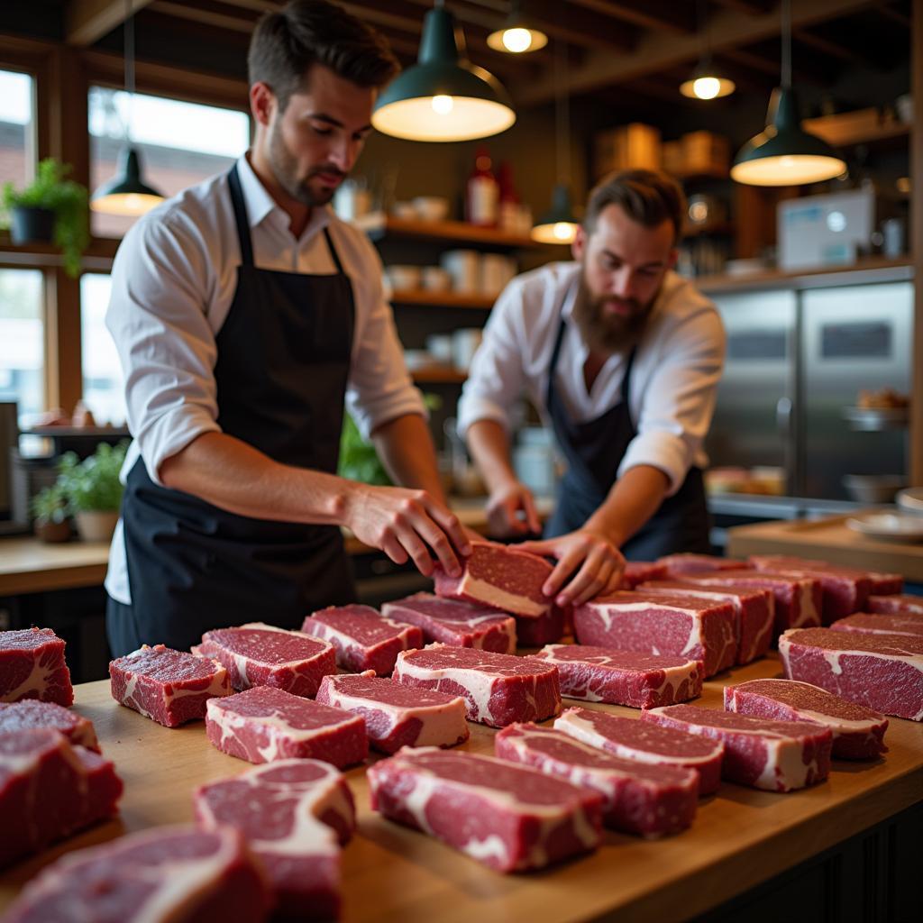 Selecting Chunk Foods Steak at a Local Butcher