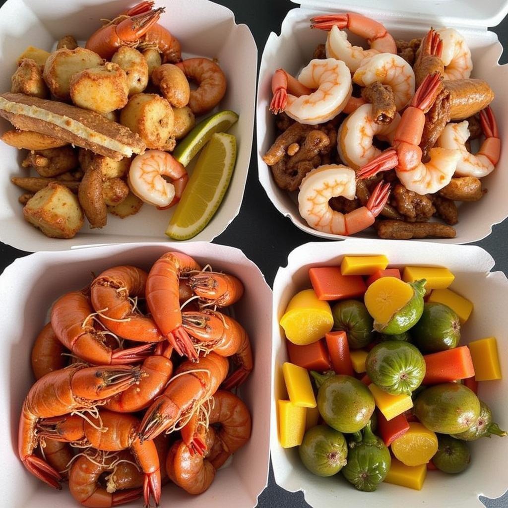 Variety of low country boil options served from a food truck