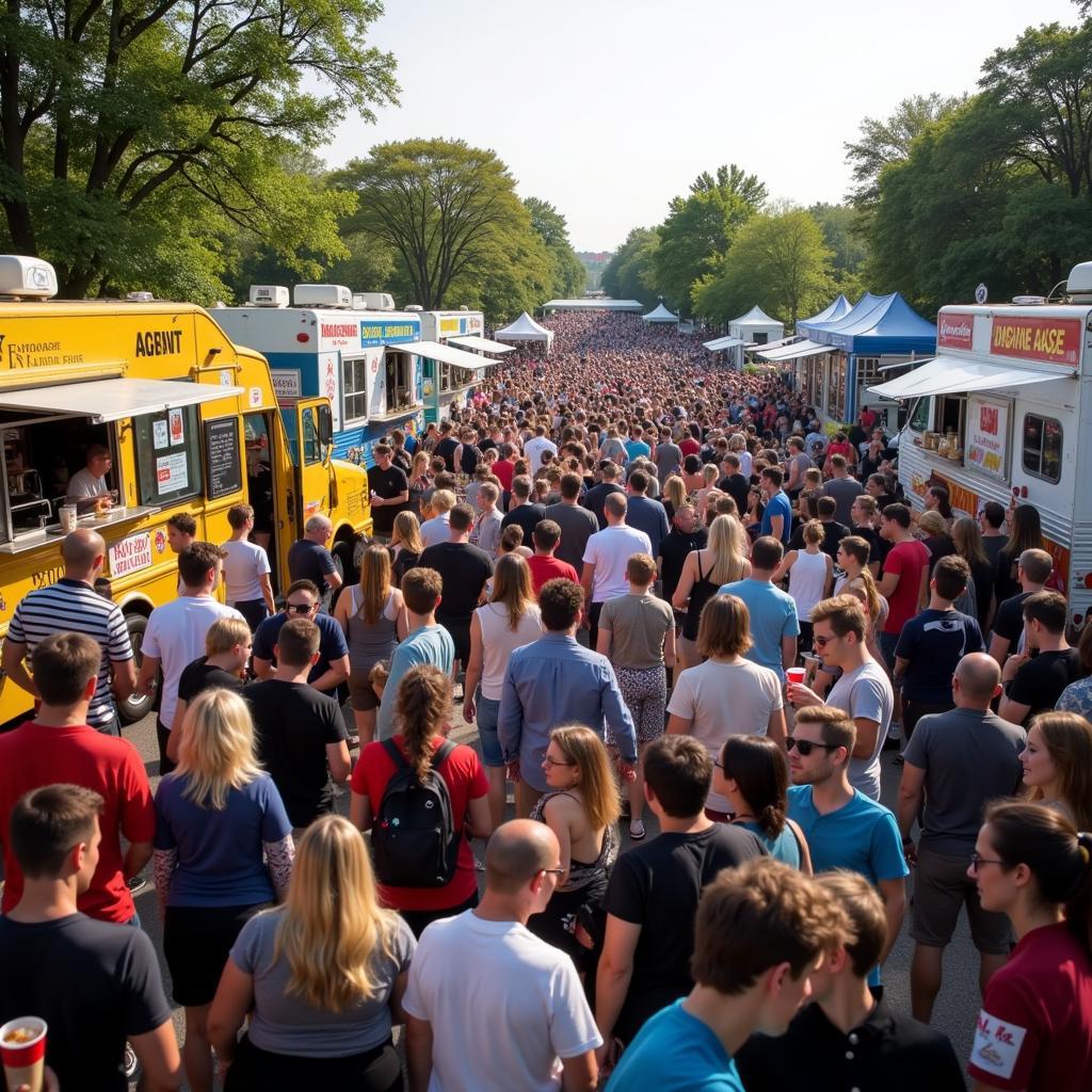 Crowds enjoying the Madison Food Truck Festival