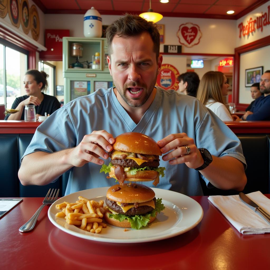 Man vs Food Challenge at the Heart Attack Grill Las Vegas