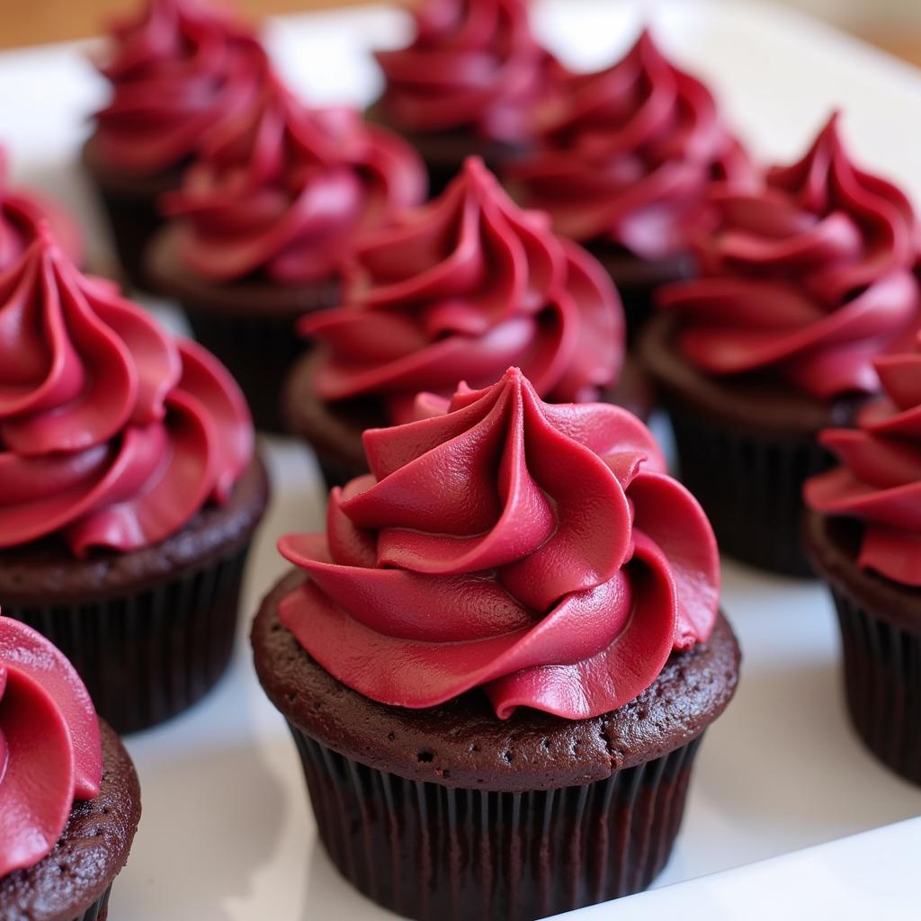 Maroon Colored Cupcakes