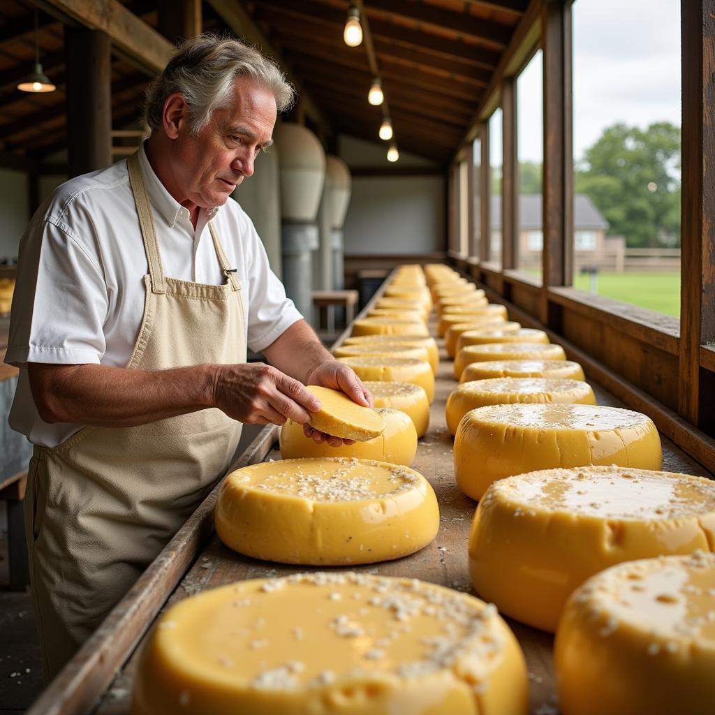 Cheesemaking process at a Michigan dairy farm