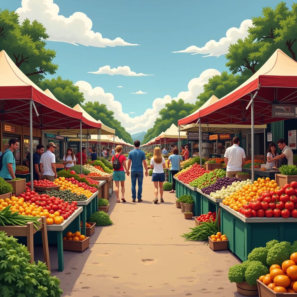 Vibrant display of fresh produce at a Michigan farmers market